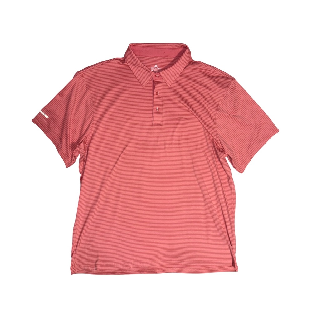 ARCTIC COOL Polo Shirt Mens 2XL Pink Striped HydroFreeze X Performance Golf Tee